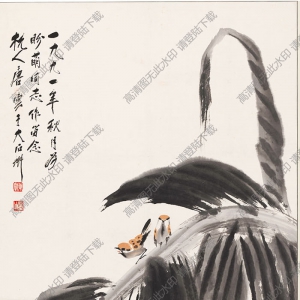 唐云《蕉雀圖》國(guó)畫(huà)高清大圖下載