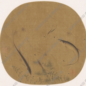 宋《群魚(yú)戲藻圖》團(tuán)扇國(guó)畫(huà)高清大圖下載