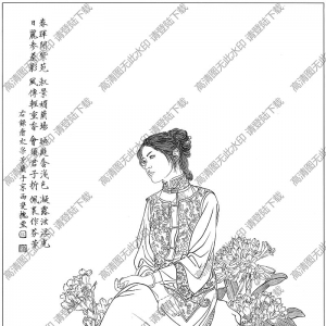 古代仕女畫(huà)線描畫(huà)底稿29高清大圖下載