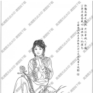 古代仕女畫(huà)線描畫(huà)底稿31高清大圖下載