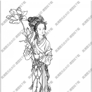 古代仕女畫(huà)線描畫(huà)底稿32高清大圖下載