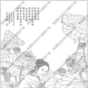 古代仕女畫(huà)線描畫(huà)底稿33高清大圖下載