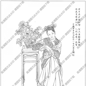 古代仕女畫(huà)線描畫(huà)底稿35高清大圖下載