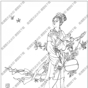 古代仕女畫(huà)線描畫(huà)底稿39高清大圖下載