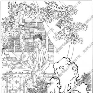 古代仕女畫(huà)線描畫(huà)底稿45高清大圖下載