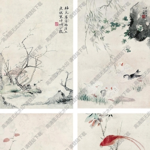 華巖國(guó)畫 花鳥(niǎo)四屏 高清大圖下載