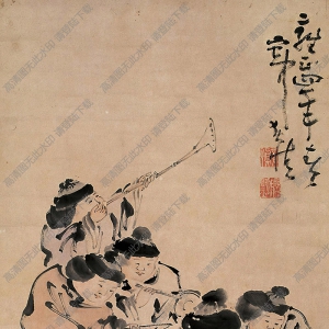 黃慎國(guó)畫(huà)作品 奏樂(lè)圖 高清下載