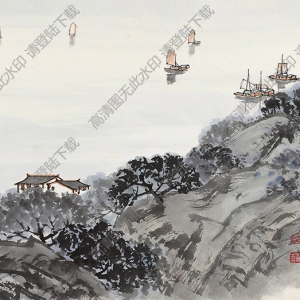 宋文治國(guó)畫(huà)作品 太湖帆影2 高清下載