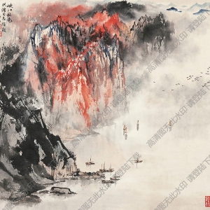 宋文治國(guó)畫(huà)作品 峽江秋色 高清下載