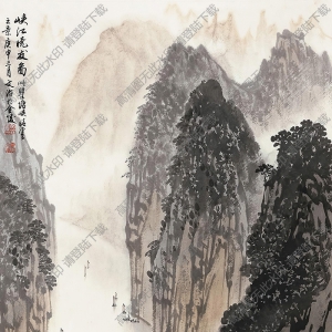 宋文治國(guó)畫(huà)作品 峽江曉發(fā)圖 高清下載