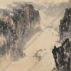 宋文治國(guó)畫(huà)作品 峽江遠(yuǎn)帆 高清下載