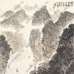 宋文治國(guó)畫(huà)作品 雨后峽江 高清下載