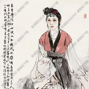 何家英國(guó)畫(huà)作品 執(zhí)扇仕女 高清下載