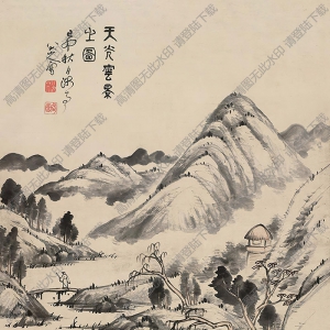 八大山人國畫 天光云景 高清大圖下載