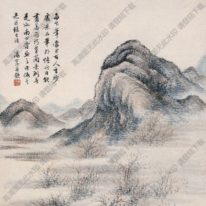 湯貽汾國(guó)畫(huà) 溪橋策杖 高清大圖下載