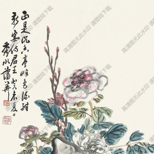 蒲華國(guó)畫 牡丹圖 高清大圖下載