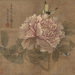 陸治國(guó)畫 蝶戲芙蓉圖 高清大圖下載