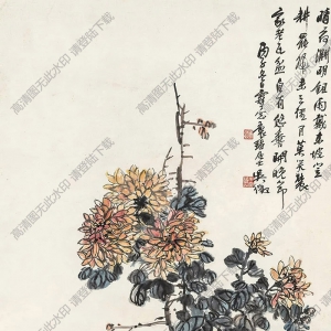 吳徵作品 藝菊圖 高清大圖下載