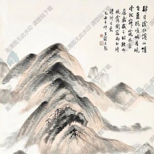 吳華源國(guó)畫(huà) 秋山晚靄圖 高清大圖下載